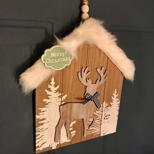 Holiday home decor • door or wall hanger • wooden reindeer silhouette